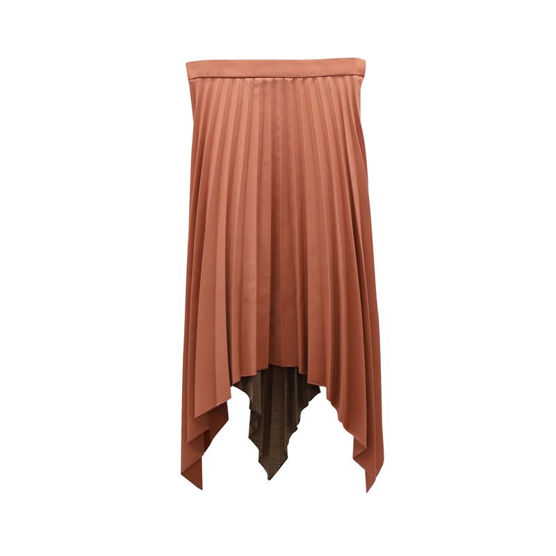 Acne Studios Electric-Pleated Asymmetrical Midi Skirt In Orange Wool Blend
